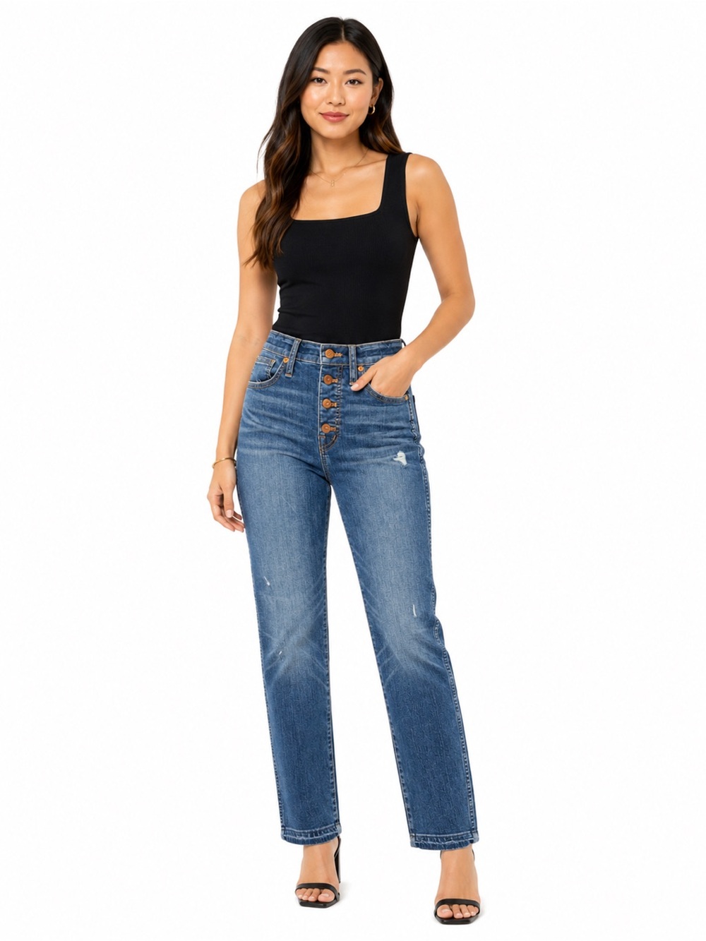 Madewell 10" High-Rise Skinny Jeans Size 27 Medium Wash Button Fly